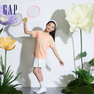 Gap男女童2024春季吸湿速干凉感logo短袖T恤儿童装上衣890530 橘色 150cm(L)亚洲尺码