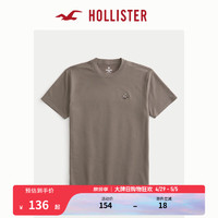 HOLLISTER【凉感T】24春夏美式Logo短袖T恤男女装 KI324-4061 棕色 XXL (185/124A)