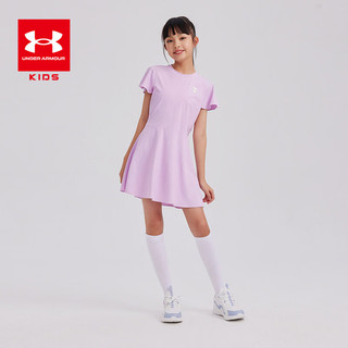 安德玛（Under Armour）童装女大童连衣裙2024春夏儿童卫衣裙百搭连衣裙 紫色 130cm