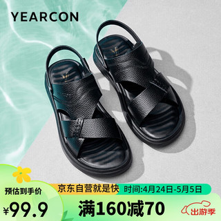 YEARCON 意尔康 男鞋软底透气户外休闲拖鞋两用沙滩鞋男士凉鞋 1342ZS97409W 黑色 38