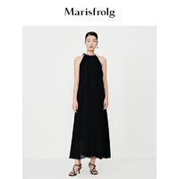 Marisfrolg 玛丝菲尔 2023年夏季新款黑色挂脖式桑蚕丝连衣裙 黑色 S