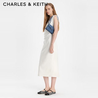 CHARLES&KEITH24春法式一字带平底穆勒拖鞋CK1-70900458-1 BLACK TEXTURED黑色纹理 36