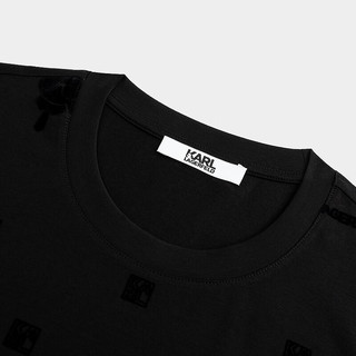 Karl Lagerfeld卡尔拉格斐轻奢老佛爷男装 24夏款logo满印个性潮流短袖T恤 黑色 48