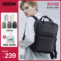 乐上（LEXON）双肩包男15英寸笔记本电脑包百搭旅行背包女休闲书包黑色 15英寸 黑色