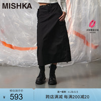 王珮寒同款MISHKA美式高街甜酷风山系工装裙抽绳高腰半身裙女夏