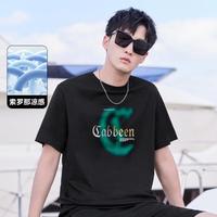 Cabbeen 卡宾 男士短袖t恤夏季晕染印花潮流肌理LOGO情侣装