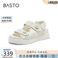 BASTO 百思图 23夏法式小香风老爹运动凉厚底女凉鞋UCS07BL3 米白 39