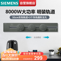 SIEMENS 西门子 明装轨道插座 8000W 灰色轨道0.5m+3个五孔圆形插座