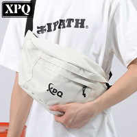 XPQ 男潮牌大容量包简约单肩包挎包休闲胸包潮流外出随身挎包 米白色