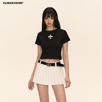 CLIMAX VISION 十字架紧身弹力短款短袖T恤女美式辣妹显瘦运动tee