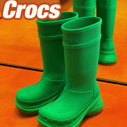 BALENCIAGA 巴黎世家 女鞋Crocs 橡胶靴子雨鞋雨靴 EVA 材料奢侈品 绿色 35