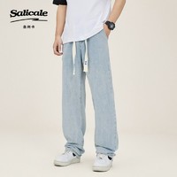 SALICALE 圣利卡 牛仔裤2024夏季新款男士阔腿裤直筒潮流美式长裤