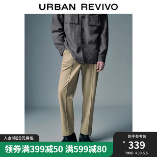 URBAN REVIVO UR2024夏季男装时尚轻通勤休闲百搭松紧腰萝卜裤UMU640022 卡其绿 31