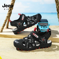 Jeep 吉普 儿童凉鞋防滑透气运动鞋2024 黑色