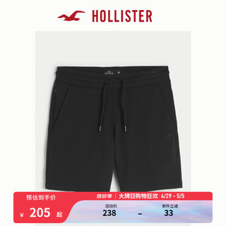 HOLLISTER 24春夏美式风宽松休闲抽绳毛圈布短裤男 KI328-4077 黑色 XL (180/98A)