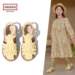 Ariaca童鞋女童凉鞋2024新款夏季软底包头儿童鞋子真皮大童沙滩鞋