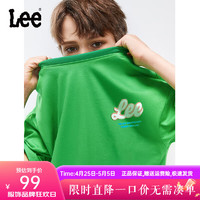 Lee儿童短袖T恤2024春夏纯棉后背LOGO印花宽松舒适运动上衣童装 绿色 120cm