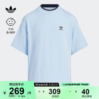adidas 阿迪达斯 运动上衣短袖T恤男大童夏季阿迪达斯三叶草JI9833 粉蓝 158CM