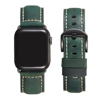 适用于苹果手表真皮表带复古疯马皮apple iwatch 7代智能表带45mm