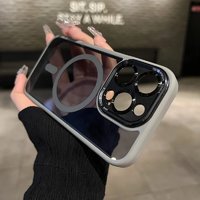 ISIDO 艾思度 钛灰色磁吸金属镜头适用苹果15promax手机壳新款14pro透明黑magsafe硅胶iphone15plus小众高级感13pm保护套男