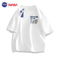 NASA GISS 官方潮牌联名T恤男潮流简约青少年纯棉休闲风短袖上衣 白色 L