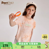 Paw in Paw PawinPaw卡通小熊童装2024年夏季女童扎染印花时尚短袖T恤 粉红色/25 110