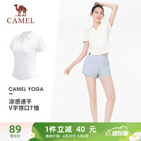 CAMEL 骆驼 冰感速干修身翻领女POLO衫T恤 Y24BA0L6018 玉石白 L