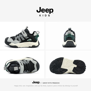 Jeep儿童鞋子2024童鞋春款透气跑步鞋女童春秋男童轻便运动鞋 黑色 37码 鞋内长约23.5cm