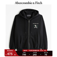 ABERCROMBIE & FITCH男装女装装 24春抓绒小麋鹿拉链外套连帽卫衣 358481-1 黑色 XXL (185/124A)