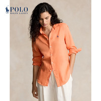 Polo Ralph Lauren 拉夫劳伦 女装 24年夏宽松版型亚麻衬衫RL25519 600-橙色 XXS