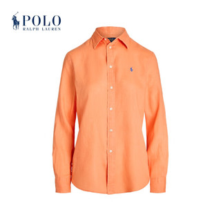 Polo Ralph Lauren 拉夫劳伦 女装 24年夏宽松版型亚麻衬衫RL25519 600-橙色 XXS