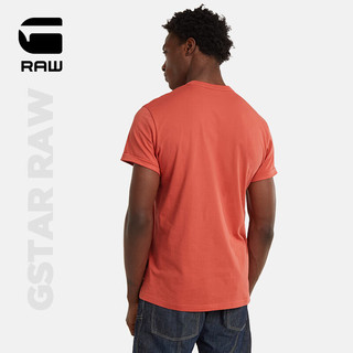 G-STAR RAW2024夏季男士纯棉高端t恤短袖Nifous圆领印花打底衫D24681 橙红色 XS