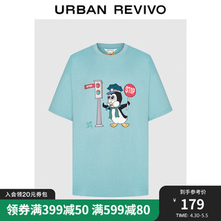 UR【环球冷威利】2024夏季男装卡通印花短袖T恤UMV440074 蓝色 XS