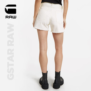G-STAR RAW2024夏季短裤高腰女生牛仔裤毛边显瘦潮流热裤D24383 粉笔白 24