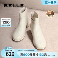 BeLLE 百丽 女靴时装靴女款2023冬季新款加绒保暖靴子高跟短靴A1X1DDD3