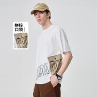 马克华菲 24夏季圆领拼接口袋潮流个性文艺男士休闲短袖T恤