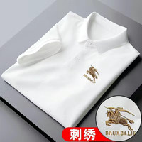 JINGDONG 京东 300g重磅刺绣Polo衫纯棉夏季短袖翻领宽松刺绣polo衫品质通勤男装 黑色 2XL 145-160斤