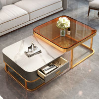 简易茶几小户型客厅家用玻璃岩板网红桌子现代简约新款方形小茶几
