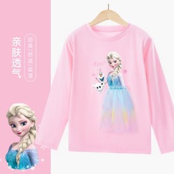 Disney 迪士尼 甜美女童长袖T恤2024春季新款儿童圆领上衣