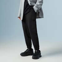 GXG 男装 商场同款黑色收口工装长裤 22年秋季新款波纹几何系列 黑色 165/S