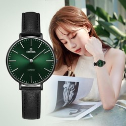 EBOHR 依波表 簡系列小綠表超薄舒適皮帶石英手表女禮物正品5077