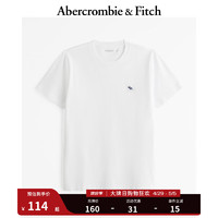 Abercrombie & Fitch 男装女装情侣装 24春夏新款小麋鹿纯色圆领短袖T恤 358206-1 白色 M (180/100A)