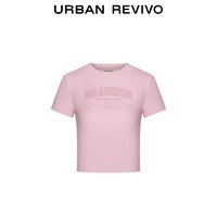 URBAN REVIVO 女士潮酷街头撞色字母印花短袖T恤 UWV440165 水粉 S