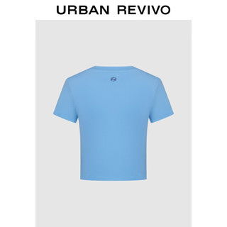 URBAN REVIVO 女士潮酷街头撞色字母印花短袖T恤 UWV440165 中蓝 S