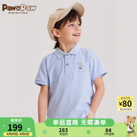 PawinPaw卡通小熊童装2024年夏季男女童翻短袖T恤运动休闲 L/Blue浅蓝色/51 100