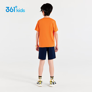 361°童装 儿童运动套装24夏男童3-14岁轻爽速干套装 橙130 妙可橙/深墨蓝