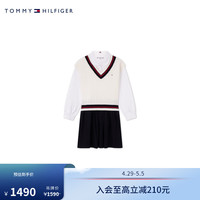 TOMMY HILFIGER【两件套】24春童装女撞色V领学院背心连衣裙TH2412114 黑白拼接654 M/150cm