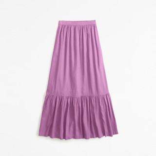ABERCROMBIE & FITCH女装 24春夏亚麻混纺层叠式中长款半身裙KI143-4048 紫色 S (165/72A)标准版