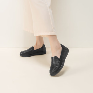 红蜻蜓鞋2024夏季镂空时尚防滑软底单鞋透气女鞋 WTB24517黑色36