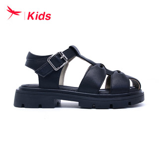 红蜻蜓红蜻蜓儿童24年夏季女童公主凉鞋时尚包头凉鞋 黑色 26-37 35（内长22.4脚长22.0）